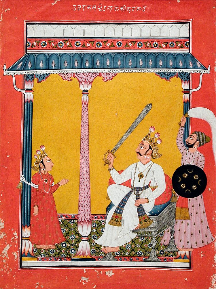 Hiranyakasipu About to Decapitate Prahlada, Folio from a Bhagavata Purana (Ancient Stories of the Lord)