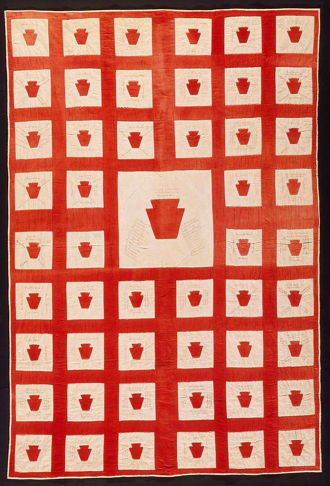 Signature Quilt, 'Bucket of Blood' by Roslyn Section American Red Cross