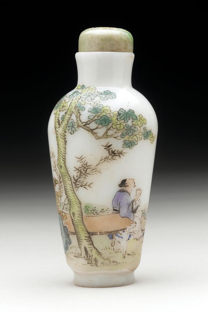 Snuff Bottle (Biyanhu) with Scholar Admiring the Moon