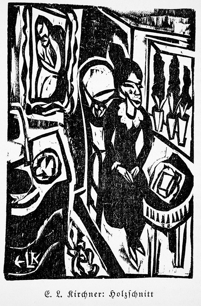 Canoness at the sewing table by Ernst Ludwig Kirchner