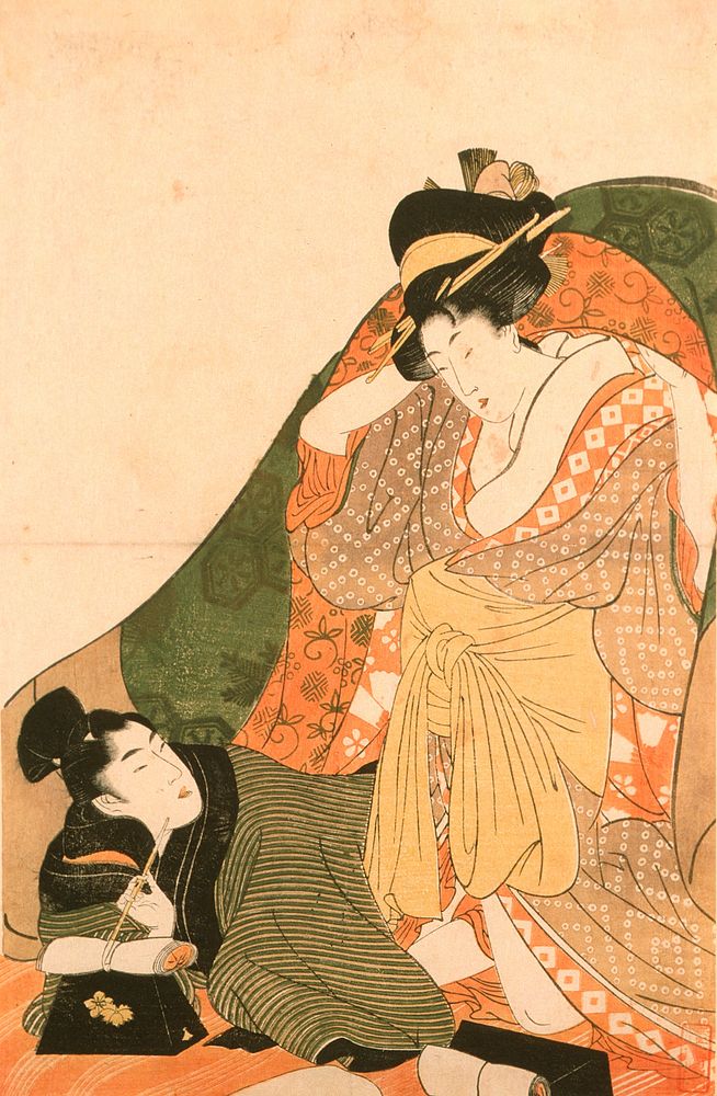 Lovers under a Futon; Opening Image to an Erotic Set by Kitagawa Utamaro