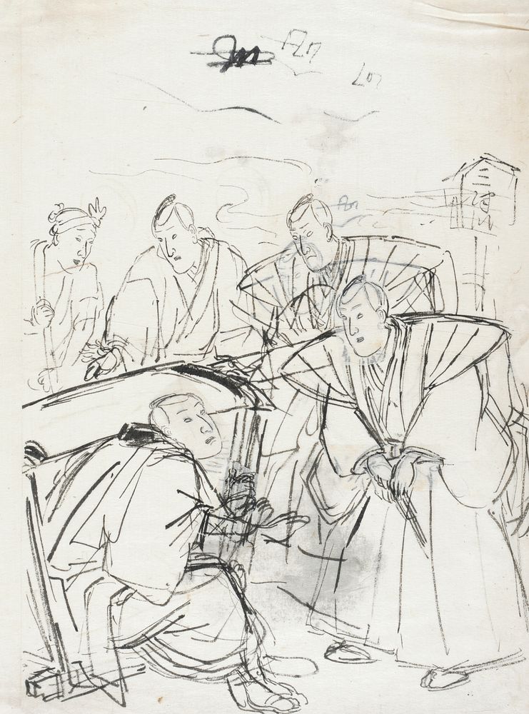 Sketch of a Scene from a Kabuki Play by Utagawa Kuniyoshi