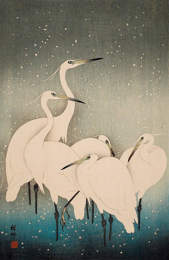 Egrets in Snow by Ohara Shōson