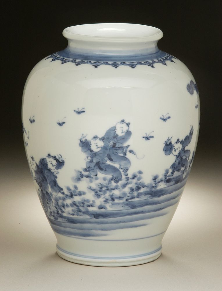 Vase with Design of Seven Chinese Boys