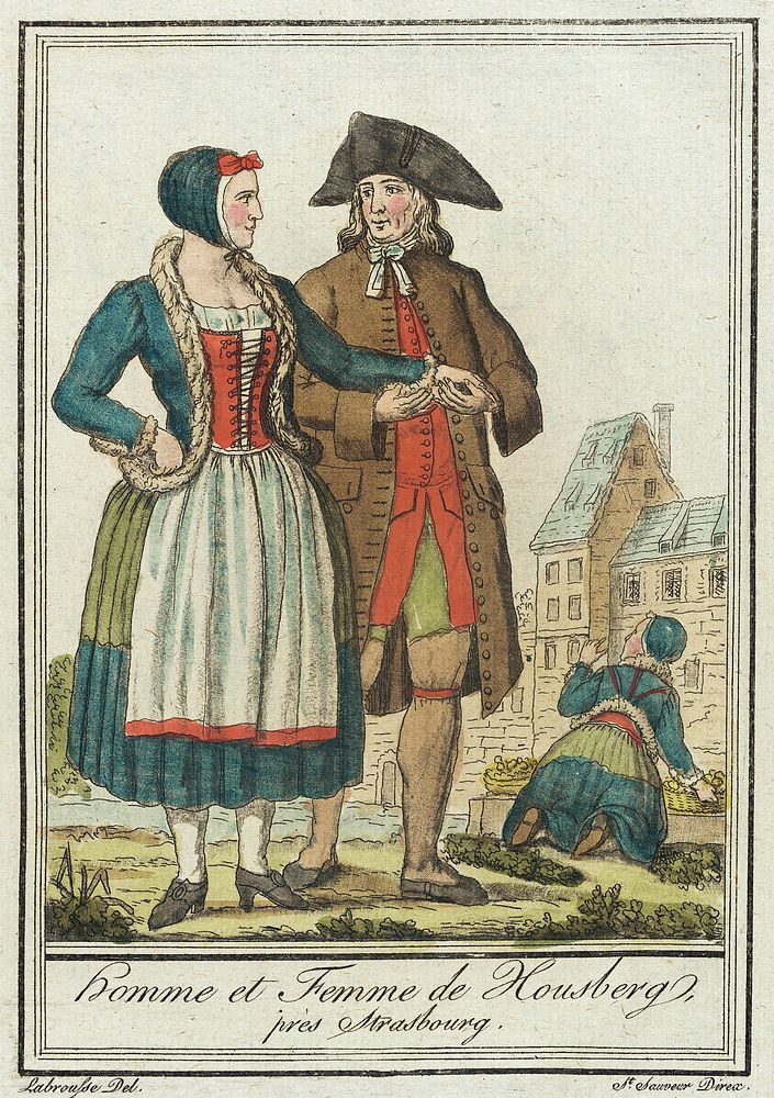 Costumes de Différent Pays, 'Homme et Femme de Housberg, près Strasbourg' by L F Labrousse and Jacques Grasset de Saint…