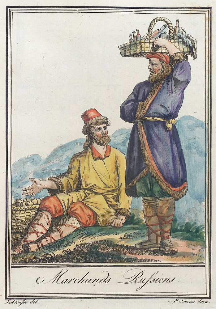 Costumes de Différents Pays, 'Marchands Russiens' by L F Labrousse and Jacques Grasset de Saint Sauveur