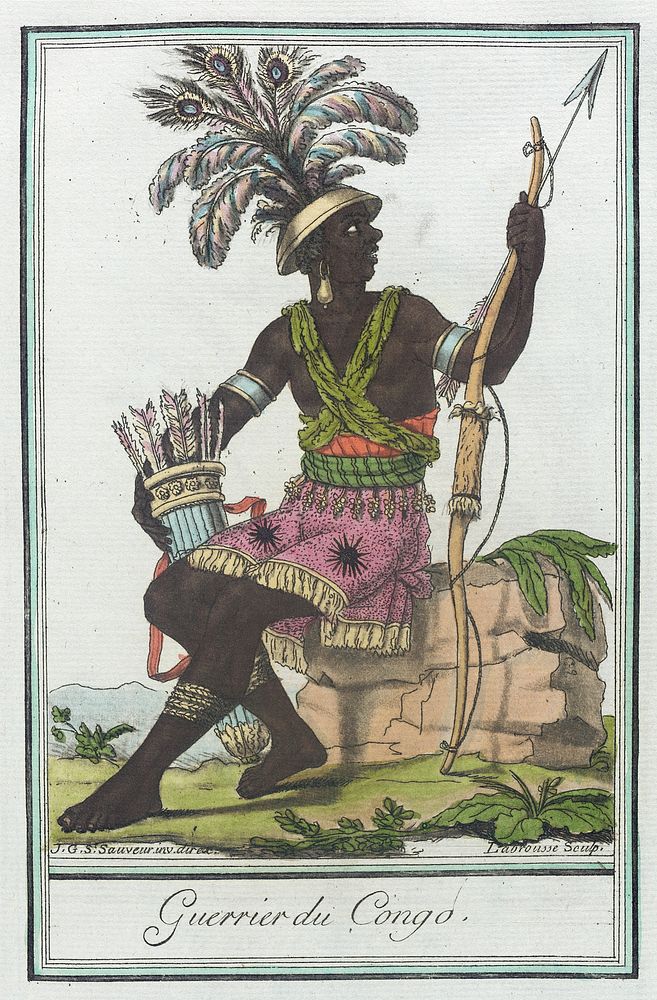 Costumes de Différents Pays, 'Guerrier du Congo' by L F Labrousse and Jacques Grasset de Saint Sauveur