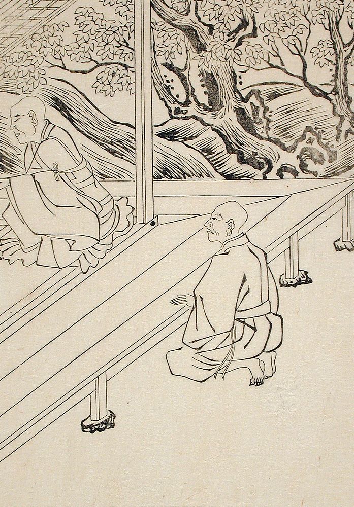 Priest and Monk by a Temple Veranda