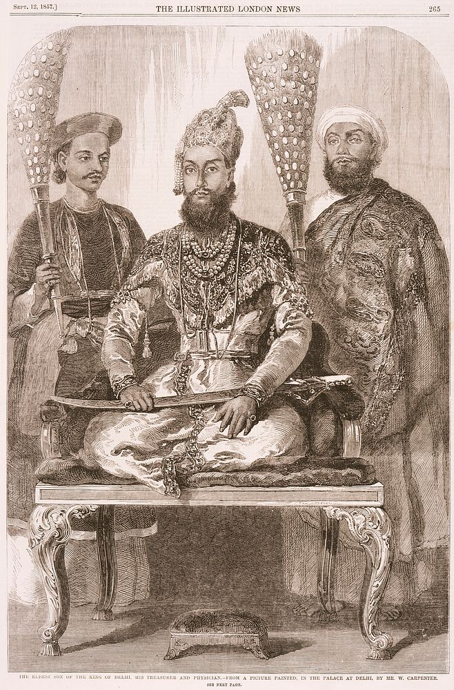 Prince Mirza Fakhruddin of Delhi (1816-1856) Attended by His Treasurer and Physician