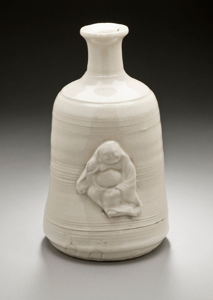 Sake Bottle with Applique of Hotei