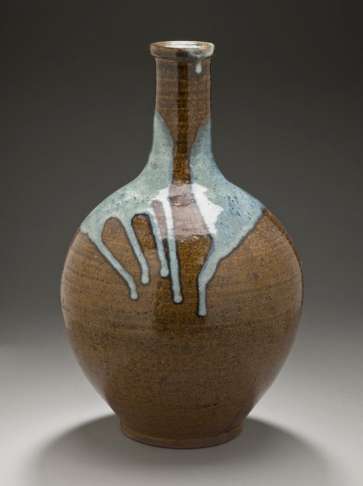 Sake Bottle with Poured Glaze