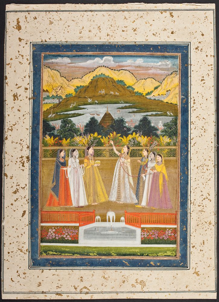 A Princess and Her Companions Enjoying a Terrace Ambiance by Muhammad Faqirullah Khan