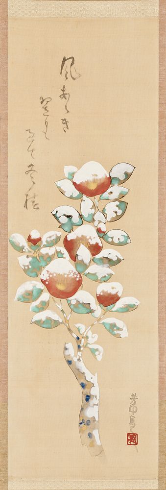 Camellias in Snow by Nakamura Hōchū