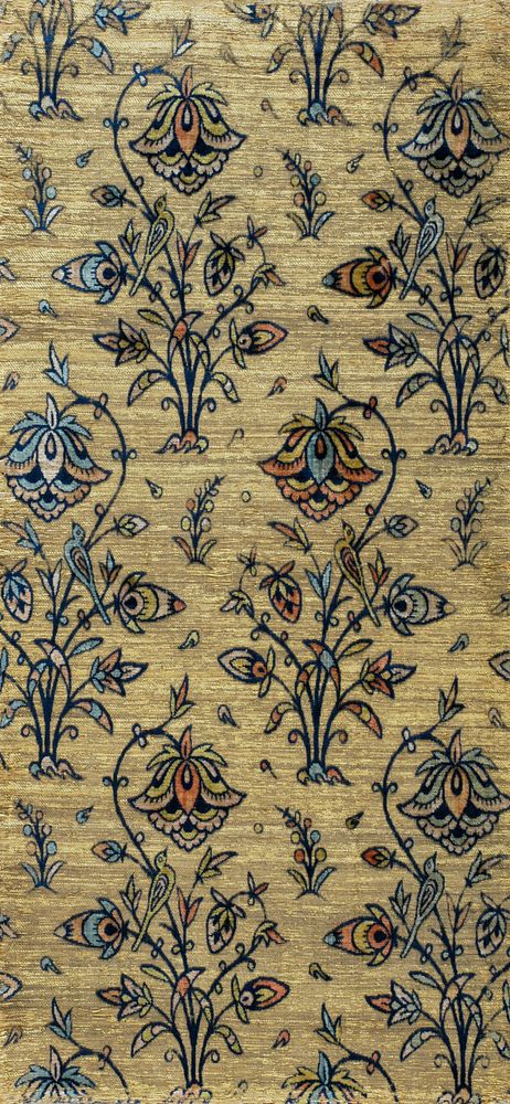Textile with Design of Flowering Plants