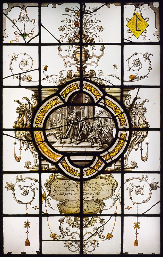 Window with Scene from The Story of Esther by Philip Galle and Maerten van Heemskerck