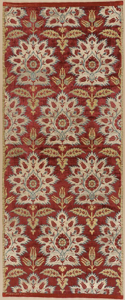 Textile Length with Design of Stylized Carnations and Tulips