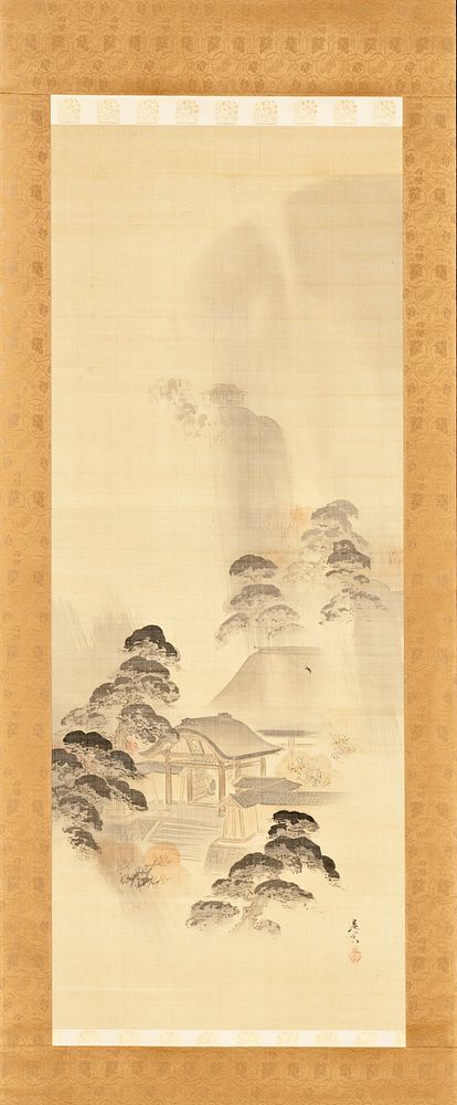 Temple in Autumn Rain by Shibata Zeshin