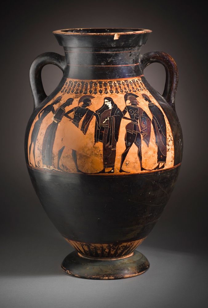 Black-Figure Amphora, Type B, with (A) a Marriage Procession and (B) a Woman Escorted by Two Warriors (The Recovery of Helen…