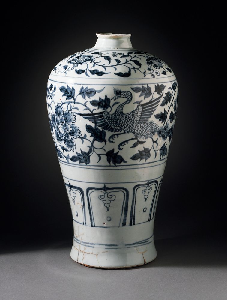 Jar (Ping) with Pair of Peafowl in Floral Scrolls