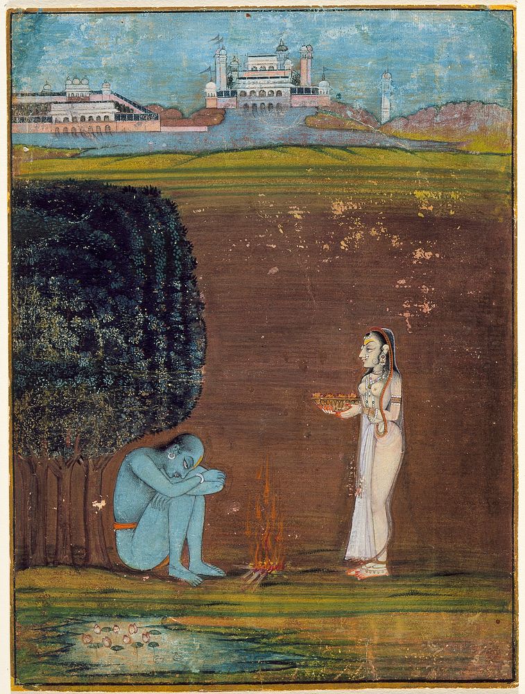 A Woman Making an Offering to an Ascetic