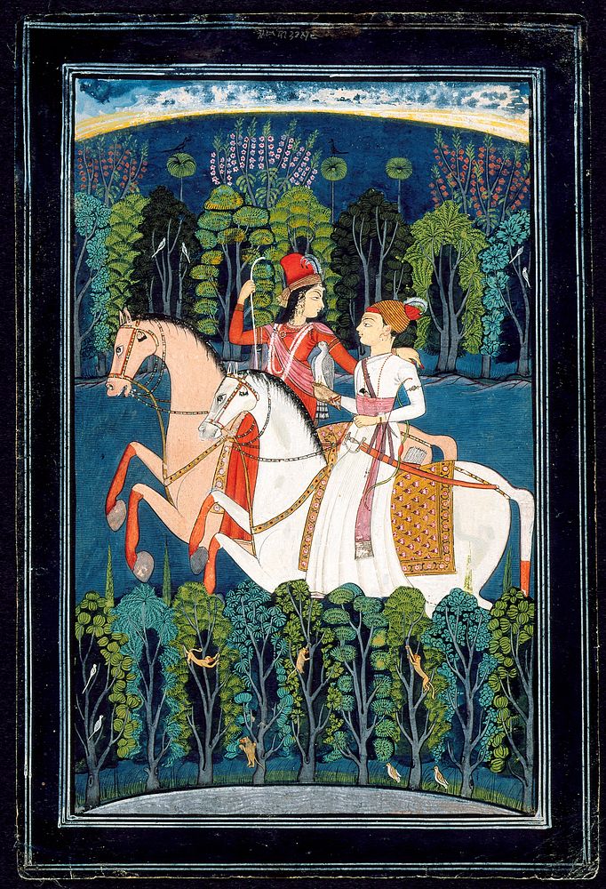 Sultan Baz Bahadur of Malwa (r. 1555-1562) and Rani Rupmati Hawking