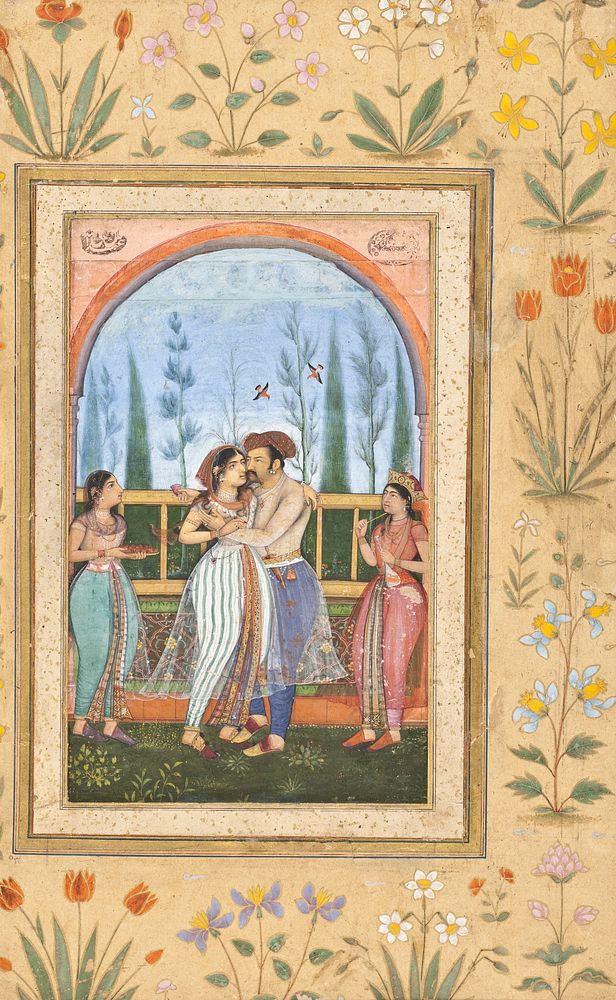 Emperor Jahangir Embracing Nur Jahan by Govardhan
