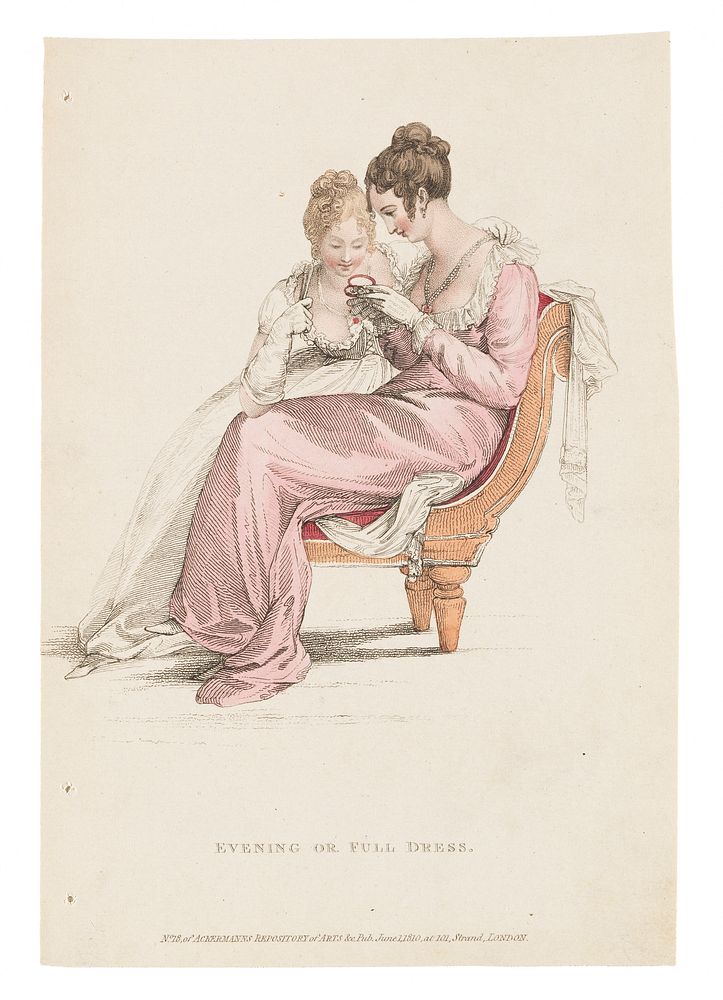 Fashion Plate, 'Evening or Full Dress' for 'The Repository of Arts' by Rudolph Ackermann