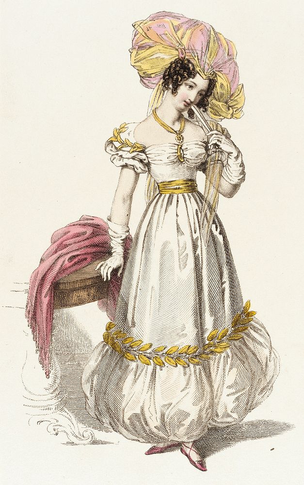 Fashion Plate, 'Evening Dress' for 'The Repository of Arts' by Rudolph Ackermann