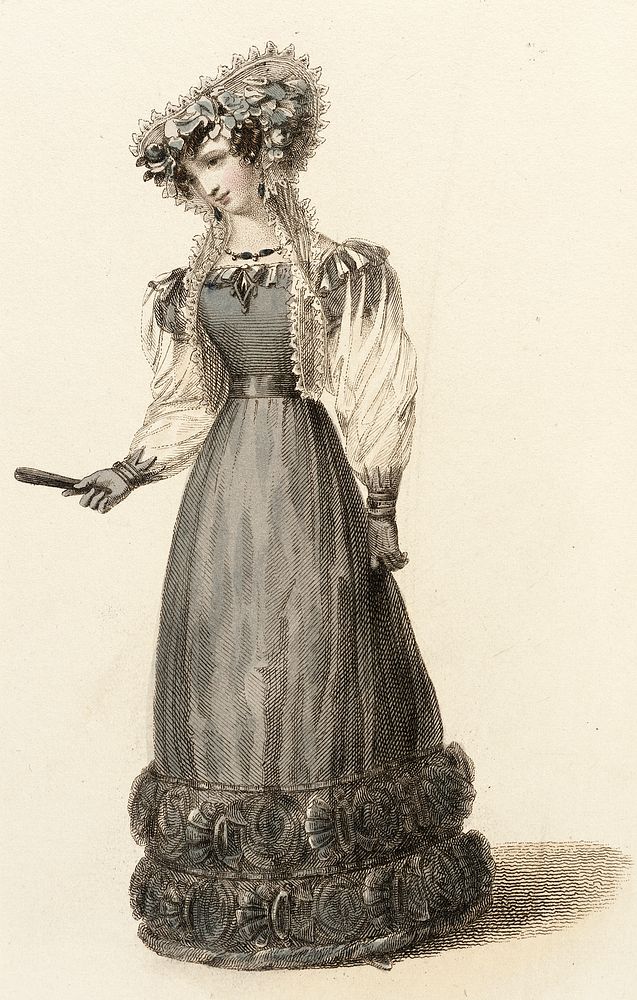 Fashion Plate, ‘Evening Dress’ for ‘The Repository of Arts’ by Rudolph Ackermann