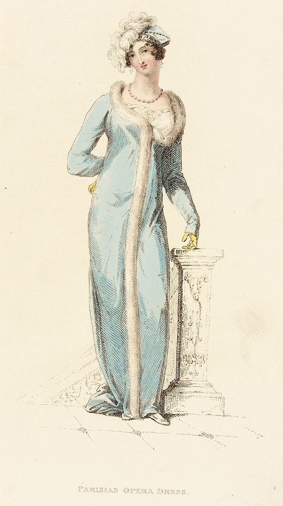 Fashion Plate, 'Parisian Opera Dress' for 'The Repository of Arts' by Rudolph Ackermann