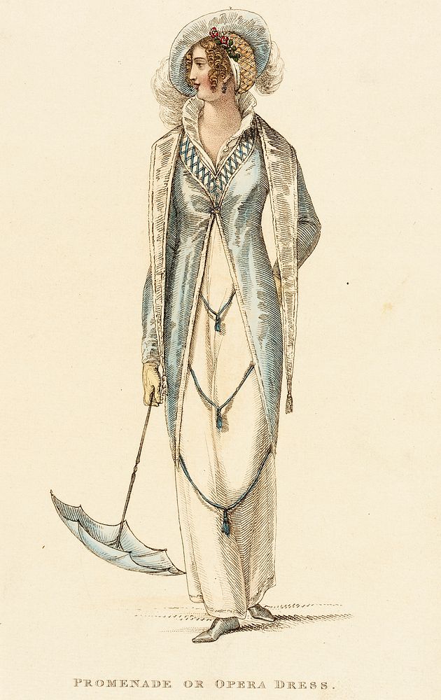 Fashion Plate, 'Promenade or Opera Dress' for 'The Repository of Arts' by Rudolph Ackermann