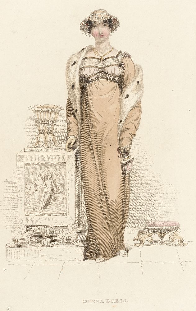 Fashion Plate, 'Opera Dress' for 'The Repository of Arts' by Rudolph Ackermann