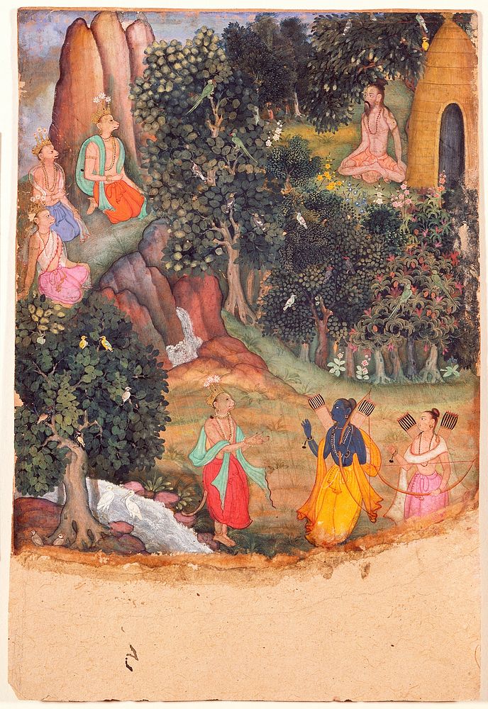 Rama and Lakshmana Meet Sugriva at Matanga's Hermitage, Folio from a Ramayana (Adventures of Rama)