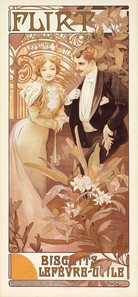 Flirt by Alphonse Mucha