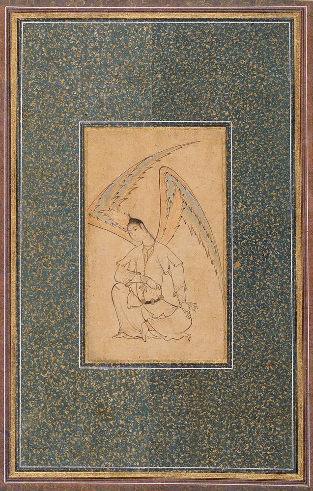 A Seated Angel (Peri), Mounted on an album leaf