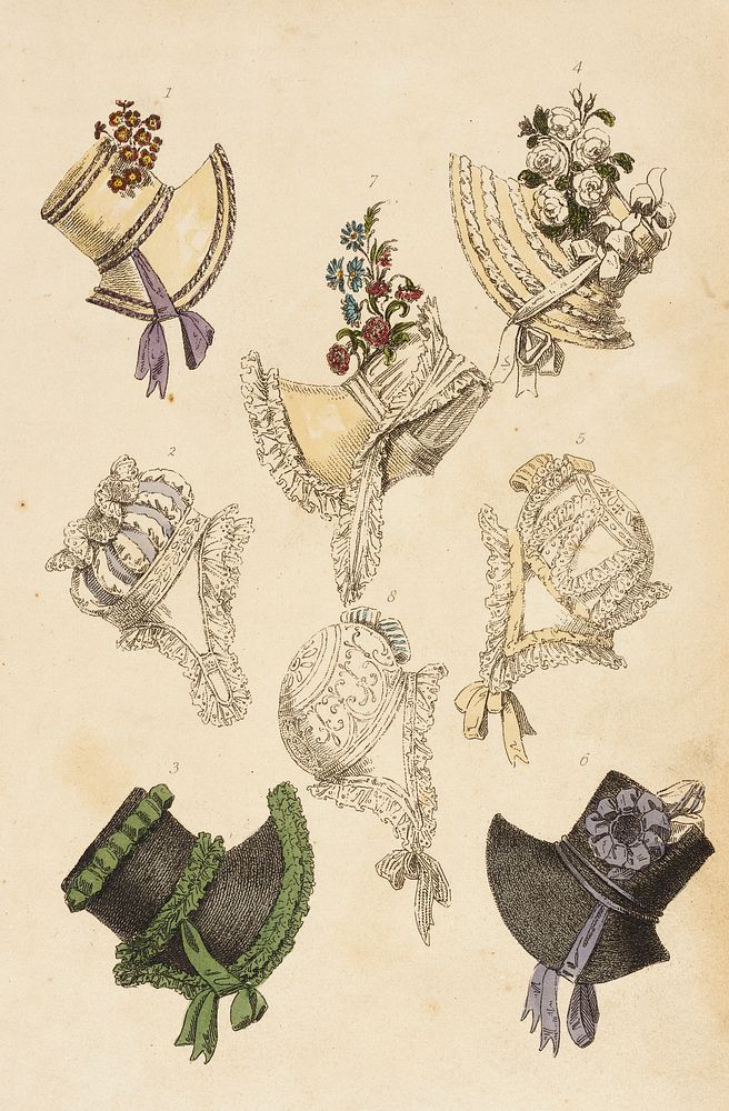 Fashion Plate, 'Parisian Head Dresses' for 'The Repository of Arts' by Rudolph Ackermann