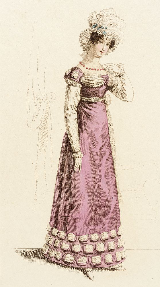 Fashion Plate, 'Parisian Evening Dress' for 'La Belle Assemblée' by John Bell