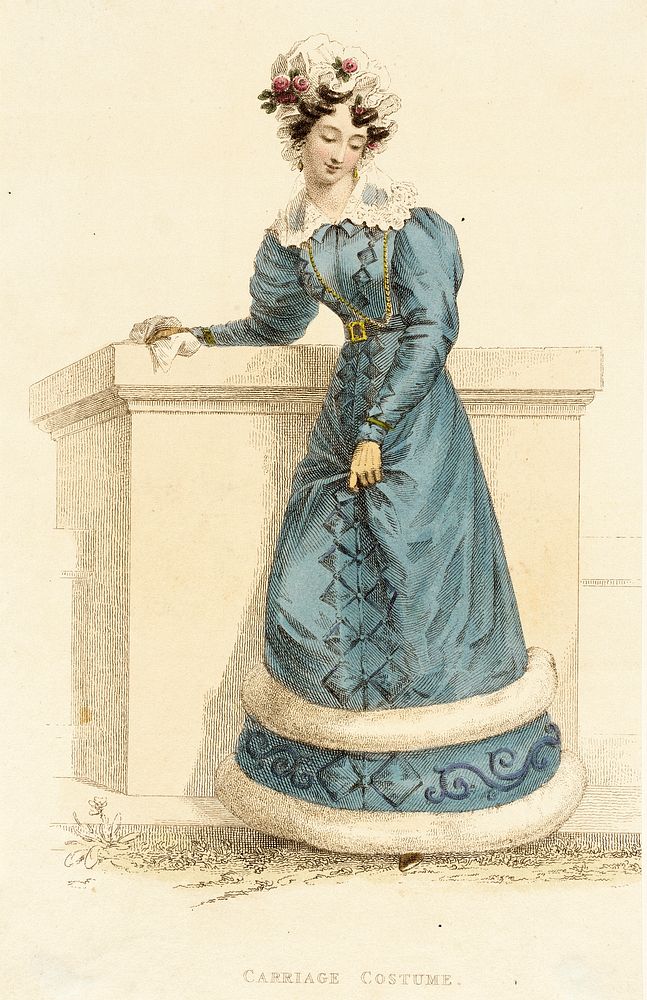 Fashion Plate, 'Carriage Costume' for 'The Repository of Arts' by Rudolph Ackermann