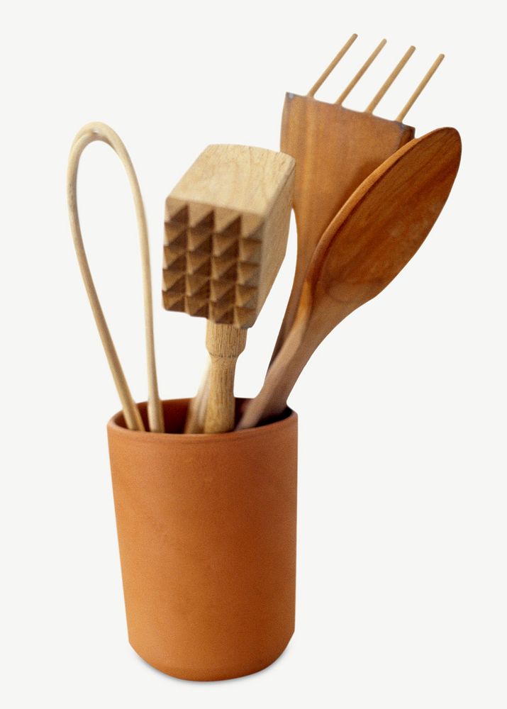Wooden kitchen tools isolated object psd