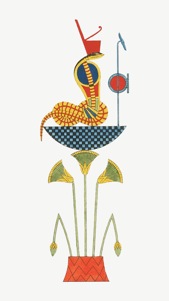 Egypt snake vintage illustration, animal collage element psd