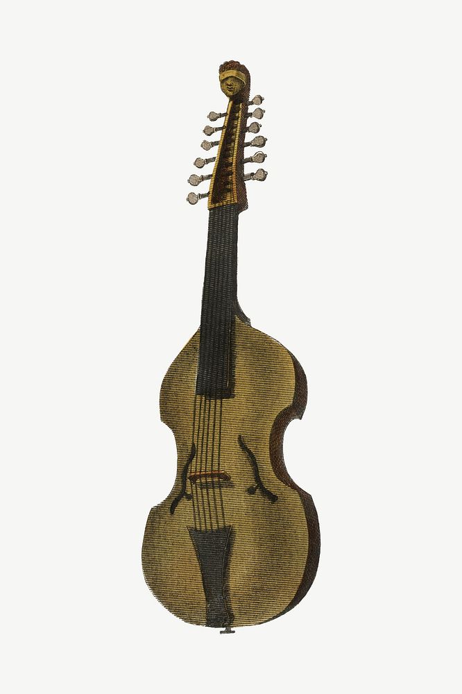 Viola violin vintage illustration, design element psd