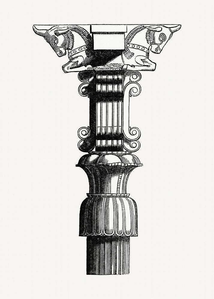 Pillar vintage illustration, black and white design