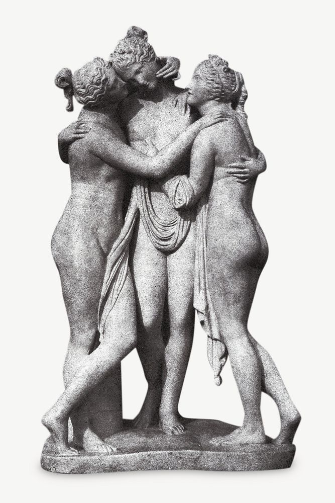 Three graces woman statue isolated object psd