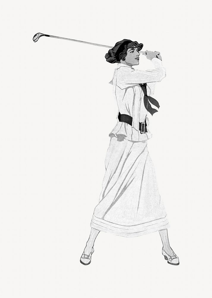 Golfing woman, vintage illustration by Edward Penfield. Remixed by rawpixel.