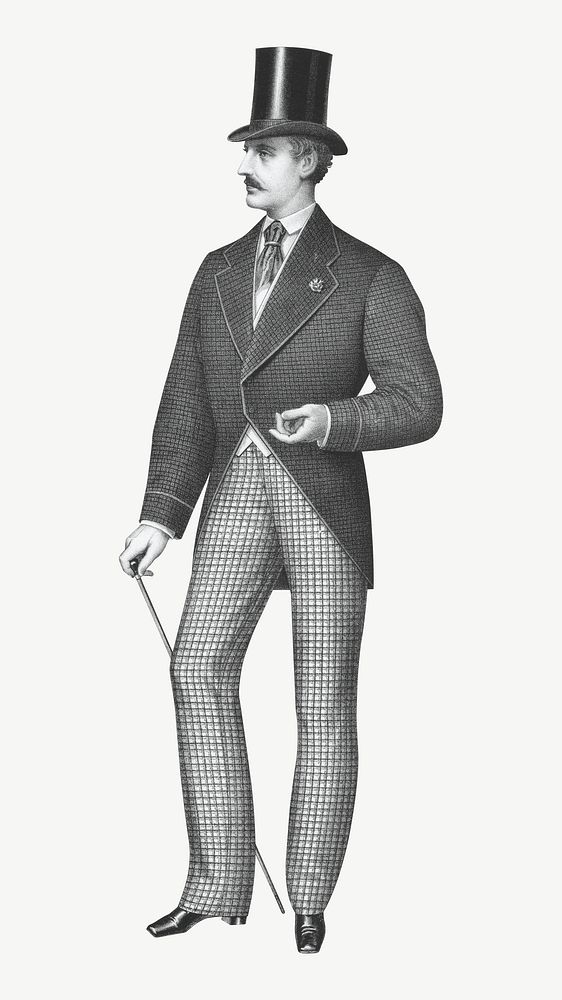 Men's vintage suit, fashion illustration psd. Remixed by rawpixel.