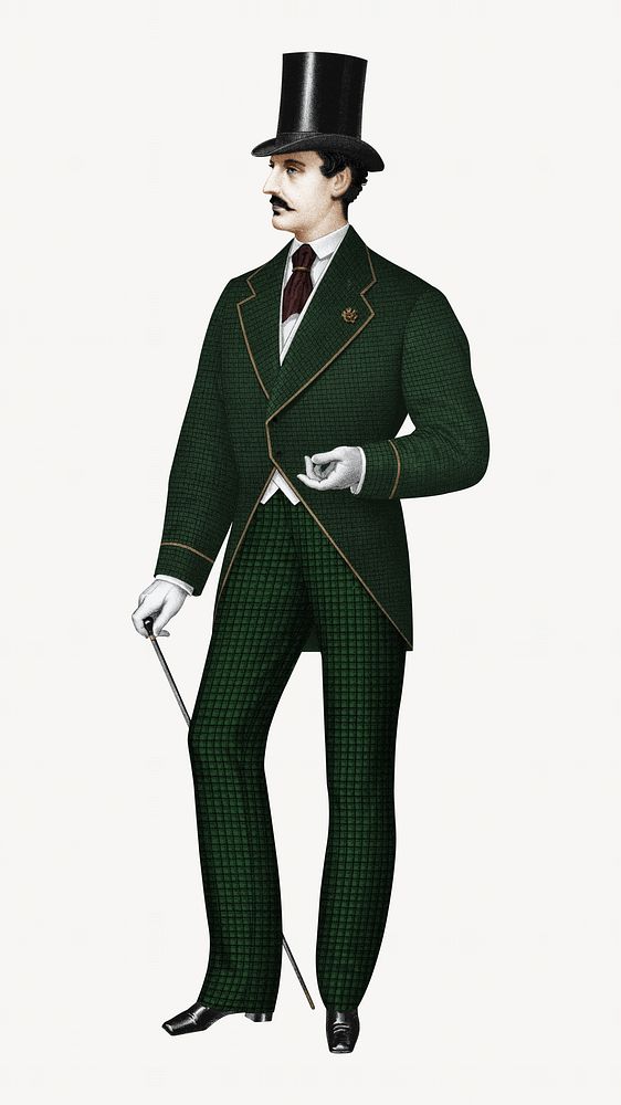 Men's vintage suit, fashion illustration. Remixed by rawpixel.