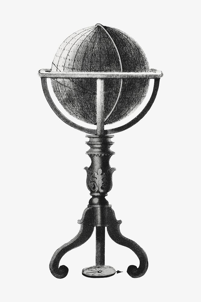 Globe stand, Masonic chart of the Scottish rite illustration. Remixed by rawpixel.