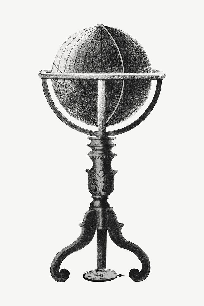 Globe stand, Masonic chart of the Scottish rite illustration psd. Remixed by rawpixel.