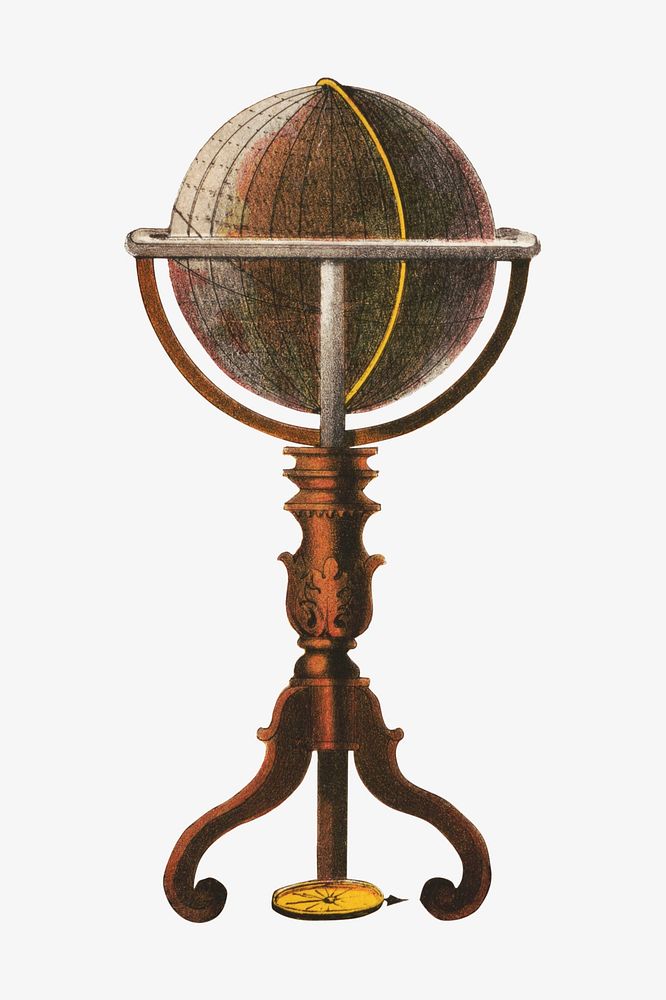 Globe stand, Masonic chart of the Scottish rite illustration. Remixed by rawpixel.