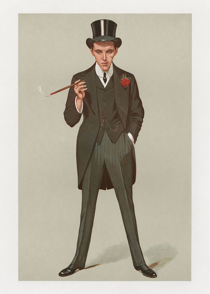 Man in tuxedo, vintage illustration by Leslie Matthew 'Spy' Ward. Remixed by rawpixel.